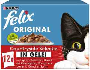 Foto: Felix original in gelei   kattenvoer natvoer   countryside selectie   48 x 85g