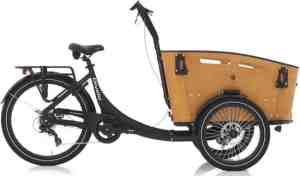 Foto: Elektrische bakfiets bakfietsen   fiets   eco   qivelo curve dr7   unisex   matzwart   bruin   shimano versnelling