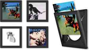 Foto: Lp vinyl wissellijst frame   fotolijst   32x32 cm   zwart   4 pack   kunststof