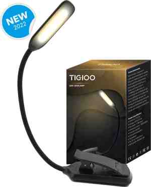 Foto: Tigioo led leeslamp oplaadbaar   leeslampje voor boek met klem