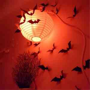 Foto: 24 stuks muursticker zwarte 3d vleermuizen halloween decoratie versiering kleur zwart stickerkamer