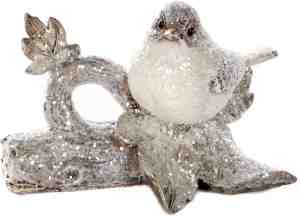 Foto: Goodwill kerstbal vogel op takje natural wit d 6 5 cm