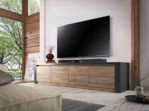 Foto: Meubella   tv meubel monaco   grijs   eiken   4 deuren   170 cm