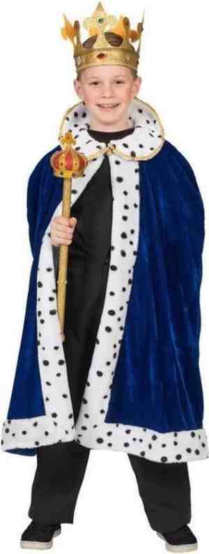 Foto: Koning verkleed cape blauw voor jongens carnavalskleding kinderen 116 6 jaar