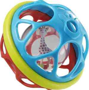 Foto: Sophie de giraf rammel speelbal   speelgoedbal   babyspeelgoed   vanaf 3 maanden   kunststof   11 cm   roodgroenblauw
