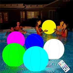 Foto: Ruyi zwembadspeelgoed 40 cm grote opblaasbare led verlichte waterbal met afstandsbediening 16 gekleurde lichten en 4 lichtmodi voor volwassenen en kinderen