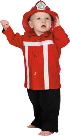 Foto: Wilbers wilbers   brandweer kostuum   brandweerman sim brandweer rood baby kind kostuum   rood   maat 98   carnavalskleding   verkleedkleding
