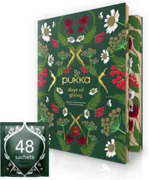 Foto: Pukka thee hardcover biologische kerst adventskalender 2022 perfect als kerstcadeau   48 zakjes   1 kalender