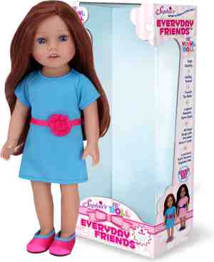 Foto: Sophia s by teamson kids 45 7 cm pop met kastanjebruin haar blauw jurk en felroze schoenen poppen speelgoed hailey 