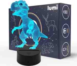 Foto: Lumi 3d lamp   16 kleuren   dinosaurus   led illusie   bureaulamp   nachtlampje   sfeerlamp   dimbaar   usb of batterijen   afstandsbediening   cadeau voor jongens   kinderen