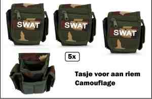 Foto: 5x camouflage tasje voor aan riem thema feest festival party feest optocht army leger