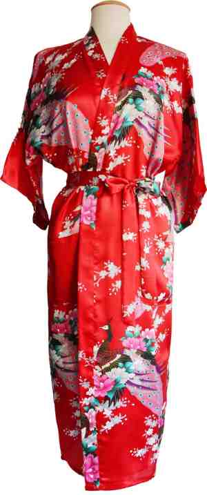 Foto: Kimu lange kimono rood satijn maat xs s ochtendjas kamerjas badjas maxi