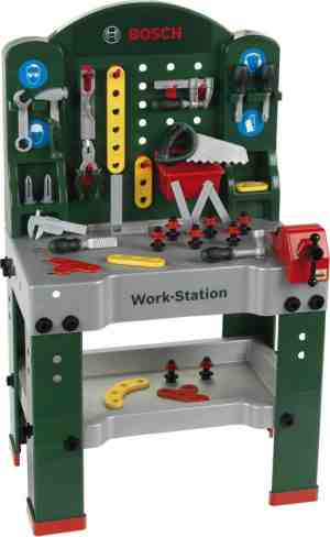 Foto: Klein toys bosch werkstation   44 onderdelen   incl  leerfunctie bandschroef en talrijke opbergmogelijkheden   groen