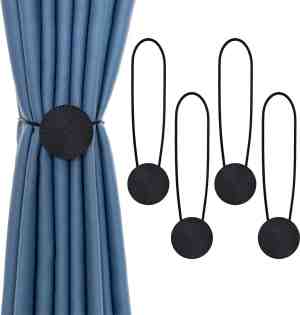 Foto: 4 stuks magnetische gordijnhouders metalen gordijnhouders gordijnhouders touwbinders voor woonkamer kantoor raamdecoratie zwart