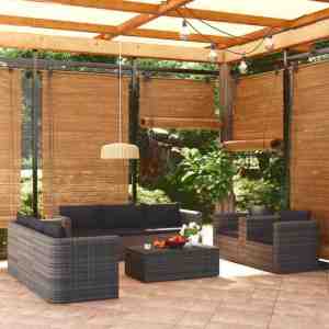 Foto: Prolenta premium   9 delige loungeset met kussens poly rattan grijs