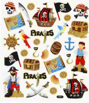 Foto: Creotime stickervel piraten glitter 165 x 15 cm 31 stuks