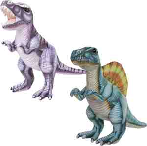 Foto: Speelgoed set van 2x pluche dino knuffels t rex en stegosaurus van ongeveer 30 cm