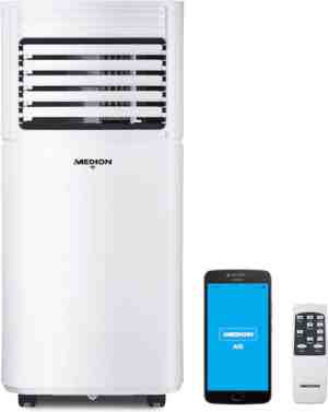Foto: Medion md 37215   mobiele airco   koelen ontvochtigen en ventileren   7 000 btu   koelmiddel r290   max  25m   app  en spraakbediening   wit