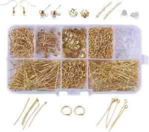 Foto: Do it yourself diy pakket met goudplated onderdelen voor het maken van oorbellen 