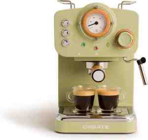 Foto: Create   express koffiemachine   mat groen   gemalen koffie   espresso   cappuchino   machiato   americano   thera matt retro