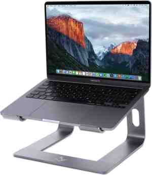 Foto: Rhinostand laptopverhoger   gemaakt van hoogwaardig aluminium   10 tot 17 inch   laptop standaard grijs space gray