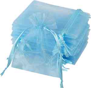 Foto: Organza zakjes 20x30 cm feestzakjes snoepzakjes cadeauzakjes geboorte sieradenzakjes trekkoord blauw 50 stuks