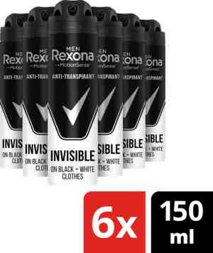 Foto: Rexona invisible on black white deodorant   6 x 150 ml   voordeelverpakking
