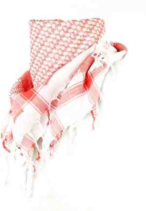 Foto: Premium plo doek met kwasten rondom   rood wit   100 katoen   110x110cm zware kwaliteit arafatsjaal met franjes vierkante shawl arafat sjaal