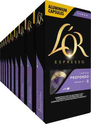 Foto: L or lungo profondo koffiecups intensiteit 8 12 10 x 10 capsules