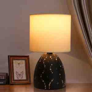 Foto: Aigostar tafellamp 130200pud keramiek lamp met witte kap h25 cm