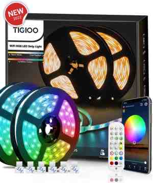 Foto: Tigioo led strip 10 meter   wifi lichtstrip met 16 kleuren   dimbaar   incl  app afstandsbediening   zelfklevend