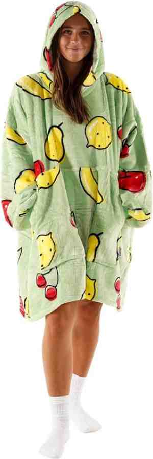 Foto: Noony fruity green oversized hoodie deken   plaids met mouwen   fleece deken met mouwen   ultrazachte binnenkant   hoodie blanket   snuggie   one size fits all