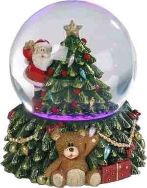 Foto: Sneeuwbol kerstman met kerstboom inclusief led verlichting   snowglobes