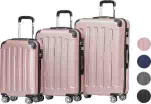 Foto: Trvlmore kofferset   3 delig   38l handbagage 70l 110l   rosgoud