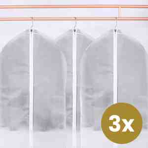 Foto: Alora kledinghoes 60x120cm per 3 kledingzak met rits opbergzak voor trouwjurk beschermhoes voor kleding transparant opbergtas