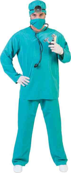 Foto: Funny fashion   dokter tandarts kostuum   trauma chirurg academisch ziekenhuis kostuum   groen   maat 48 50   carnavalskleding   verkleedkleding