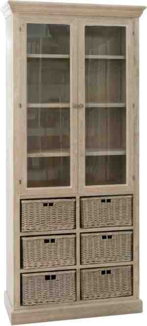 Foto: Duverger cottage vitrinekast hout grey wash 6 manden 2 deuren landelijk