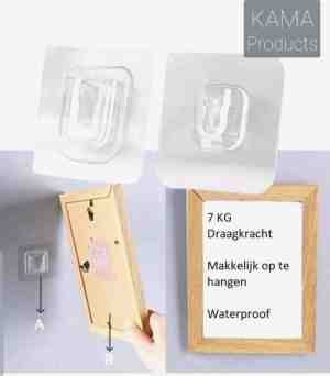 Foto: Zelfklevende haken   4 stuks   ophangsysteem  extra stevig   muur hanger  ophanghaakjes   wand haken   dubbelzijdig   schilderij haakjes   fotolijst haakjes   waterproof   zonder gaten ophangen