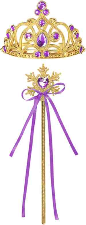 Foto: Het betere merk frozen voor bij je paarse elsa rapunzel jurk prinsessen speelgoed meisje prinses kroon tiara toverstaf prinsessen handschoenen voor bij je verkleedkleding paars goud