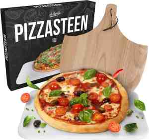 Foto: Gadgy pizzasteen met pizzaschep cordieriet voor knapperige pizzabodem pizzasteen voor bbq oven of kamado   pizzaspatel   pizza set   pizzaplaat bbq   vaderdag cadeau