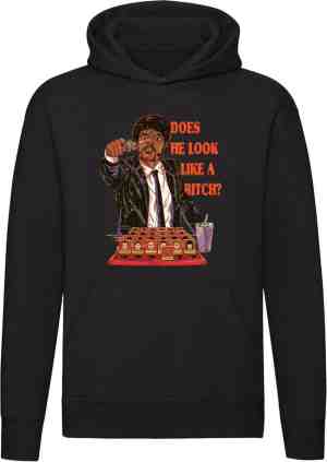 Foto: Does he look like a bitch wie is het raden raadspel spel spelletje denken grappig unisex trui hoodie sweater capuchon