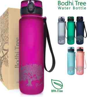 Foto: Bodhi tree drinkfles 1 liter   waterfles sportfles bpa vrij   yoga sport   water bottle 1liter   fuchsia