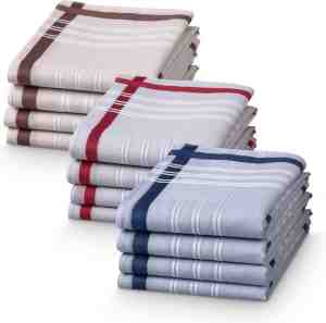 Foto: Jemidi zakdoeken heren 100 katoen   40 x 40 cm   set van 12   herbruikbare zakdoeken voor volwassenen   in crmeblauwgrijs