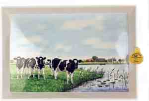 Foto: Wiebe van der zee koe in waterland dienblad   41 x 29 cm   kunststof
