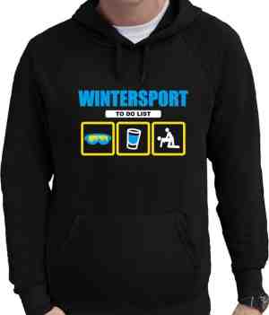 Foto: Apres ski hoodie winterport to do list zwart heren   wintersport capuchon sweater   foute apres ski outfit kleding l