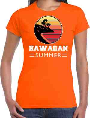 Foto: Hawaiian zomer t shirt shirt hawaiian summer voor dames oranje hawaiian party vakantie outfit kleding feest shirt l