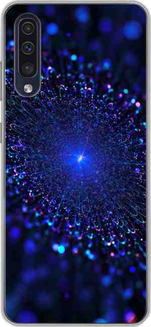 Foto: Samsung galaxy a 30 s hoesje blauwe gloed van een bloem siliconen
