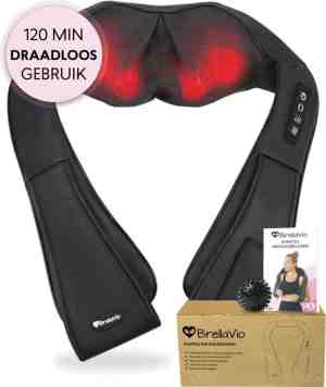 Foto: Brellavio xl draadloos massagekussen massagebal   warmte functie en rugsluiting voor handsfree gebruik   shiatsu apparaat voor nekschouderrugvoeten   nekmassage apparaat   massage kussen