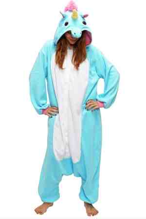Foto: Kimu onesie blauwe eenhoorn pak   maat l xl   eenhoornpak unicorn kostuum blauw   unicornpak jumpsuit pyjama zacht huispak dames heren kerst cadeau