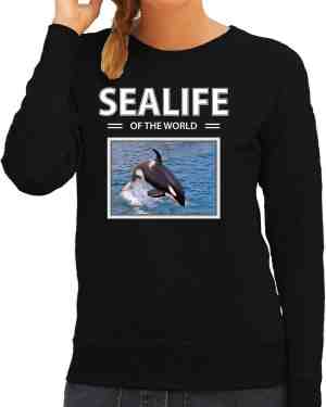 Foto: Dieren foto sweater orka zwart dames sealife of the world cadeau trui orkas liefhebber xl